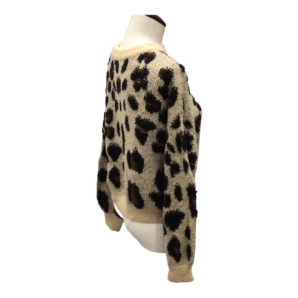 Bardot Womens Tan Short Leopard Print Top Crop Sweater Shirt Small - Picture 8 of 8